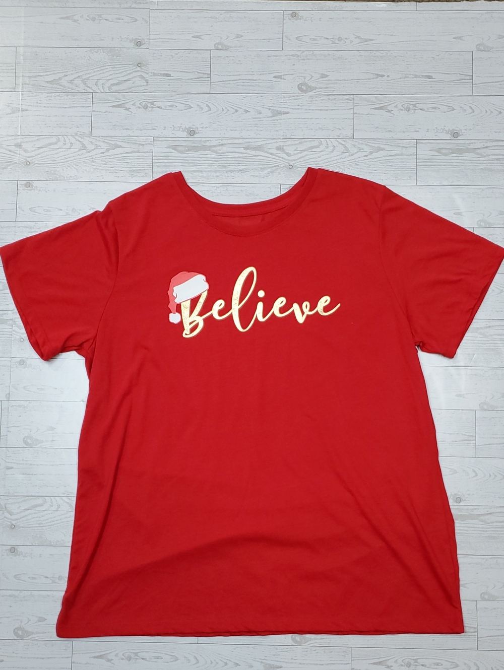 Believe Red Christmas Short Sleeve Shirt